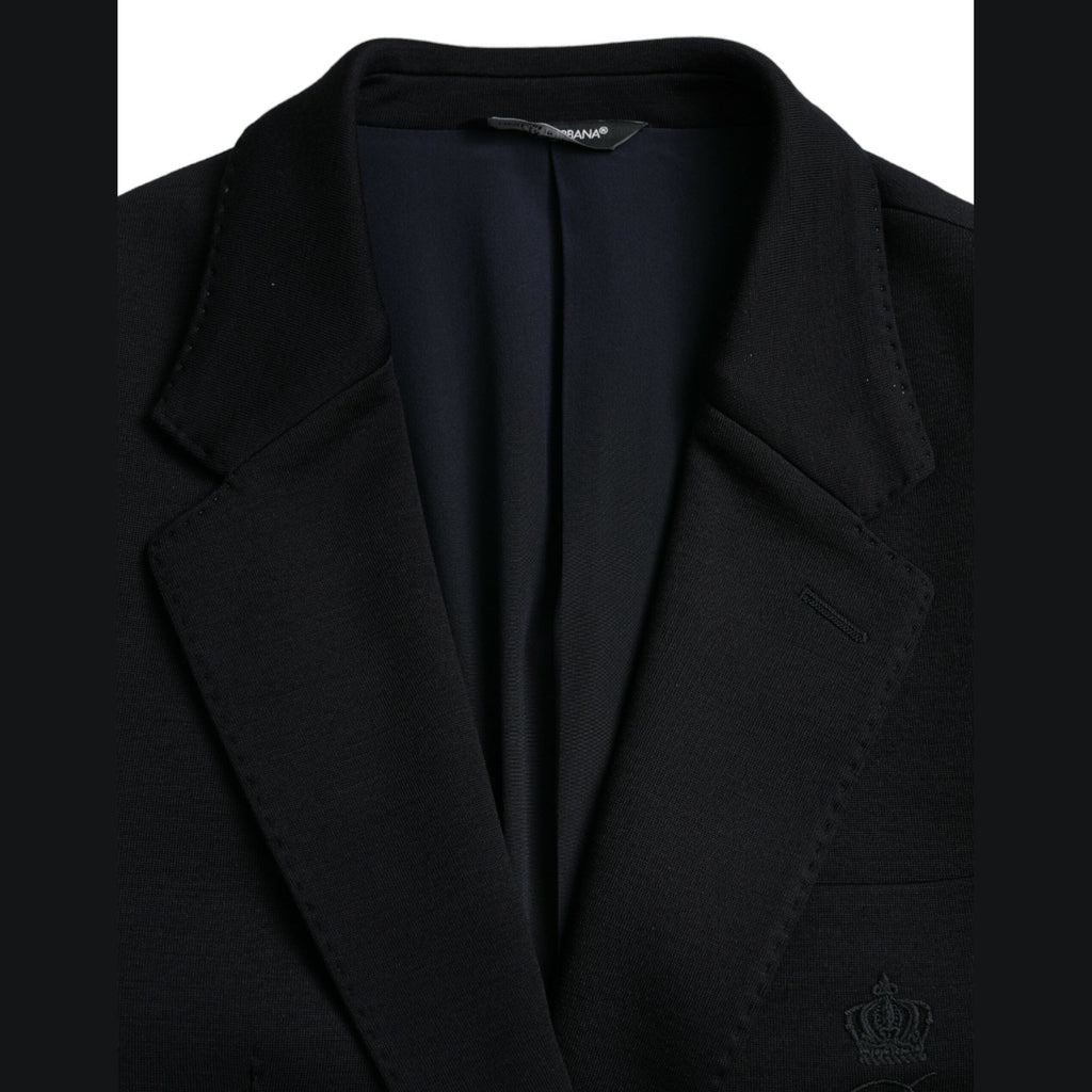 Dolce & Gabbana Black Wool Notch Single Breasted Coat Blazer