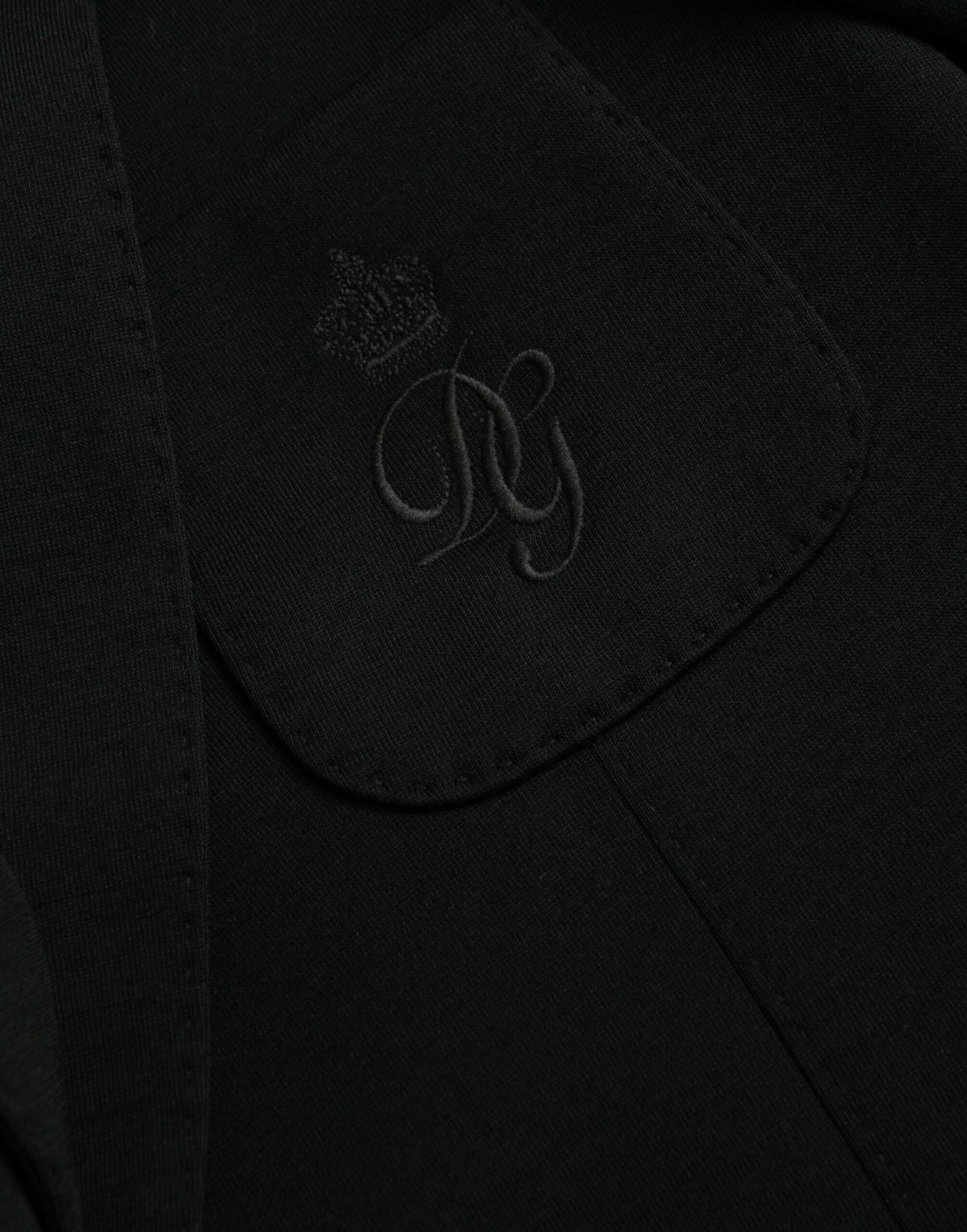 Dolce & Gabbana Black Wool Notch Single Breasted Coat Blazer Dolce & Gabbana