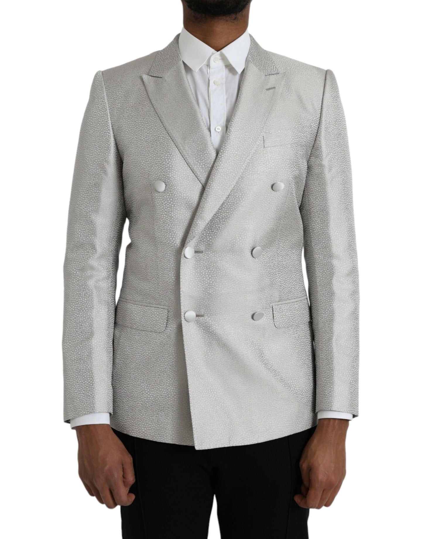 Dolce & Gabbana Off White MARTINI Double Breasted Coat Blazer Dolce & Gabbana