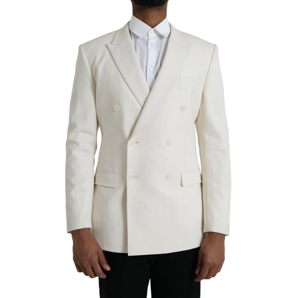 Dolce & Gabbana White Wool MARTINI Double Breasted Blazer