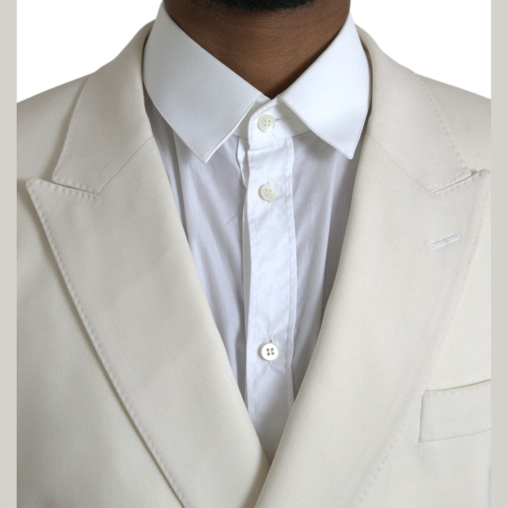 Dolce & Gabbana White Wool MARTINI Double Breasted Blazer