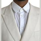 Dolce & Gabbana White Wool MARTINI Double Breasted Blazer
