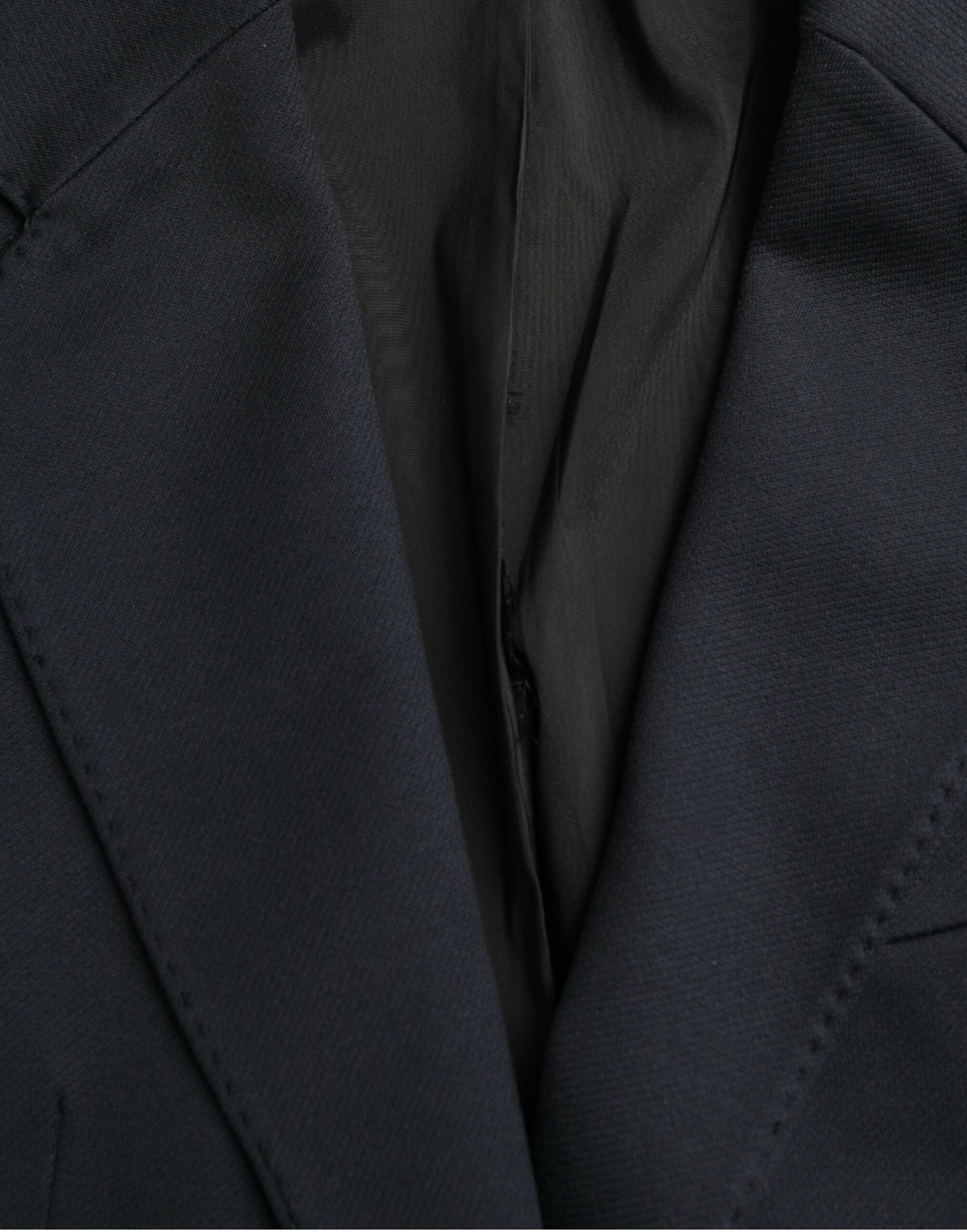 Dolce & Gabbana Dark Blue Cotton Single Breasted Coat Blazer Dolce & Gabbana