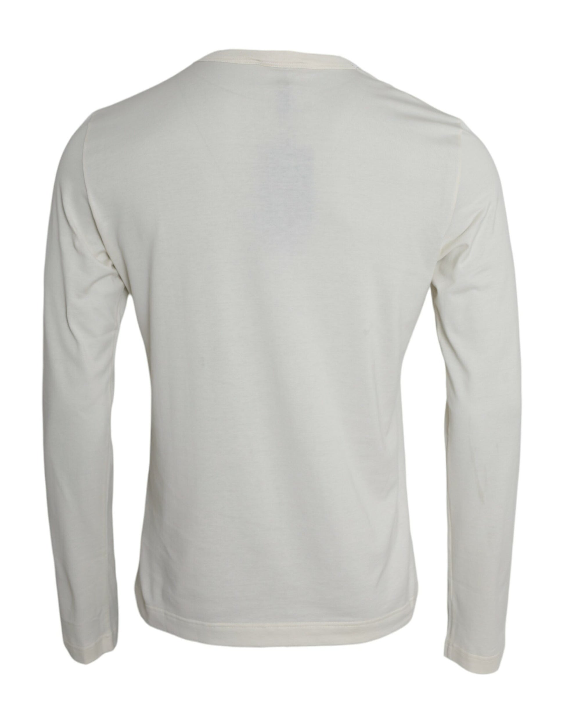 Dolce & Gabbana Off White Cotton Round Neck Pullover Sweater Dolce & Gabbana