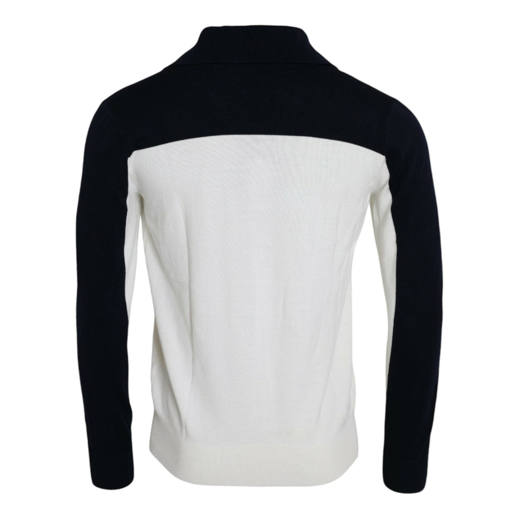 Dolce & Gabbana White Black SICILIA Henley Shirt Pullover Sweater