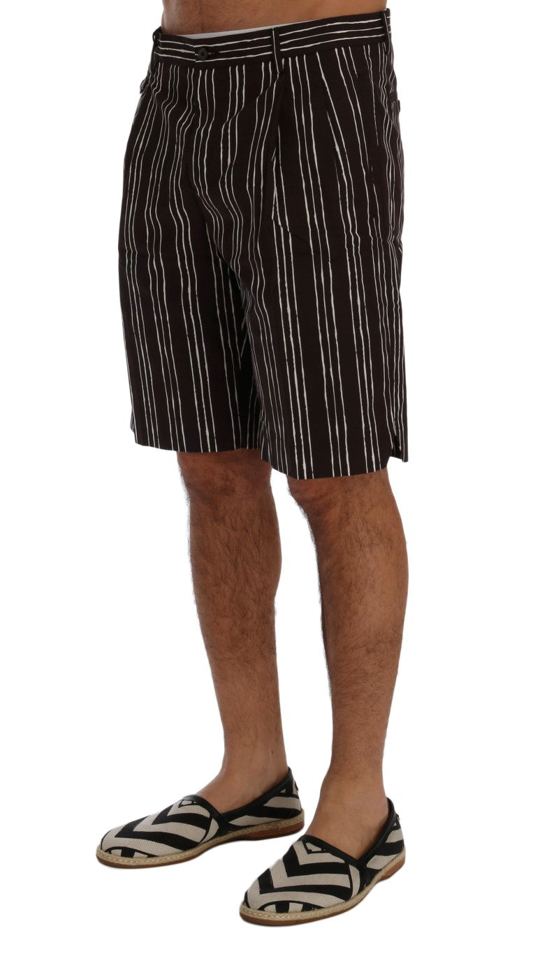 Dolce & Gabbana Bordeaux White Striped Hemp Casual Shorts Dolce & Gabbana