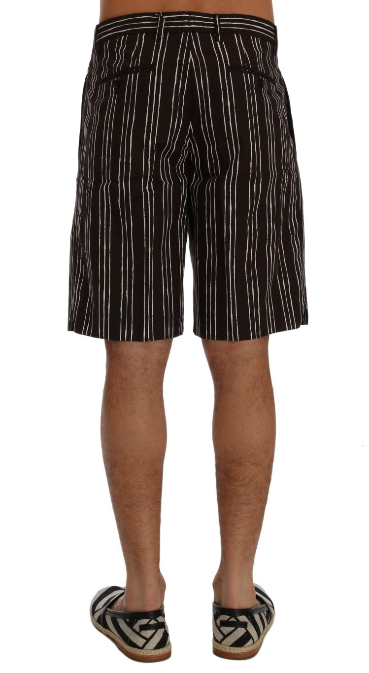 Dolce & Gabbana Bordeaux White Striped Hemp Casual Shorts Dolce & Gabbana