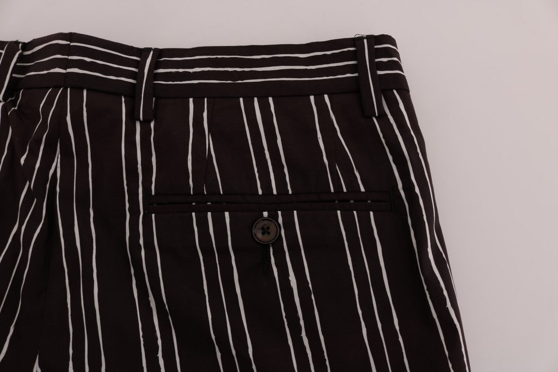 Dolce & Gabbana Bordeaux White Striped Hemp Casual Shorts Dolce & Gabbana