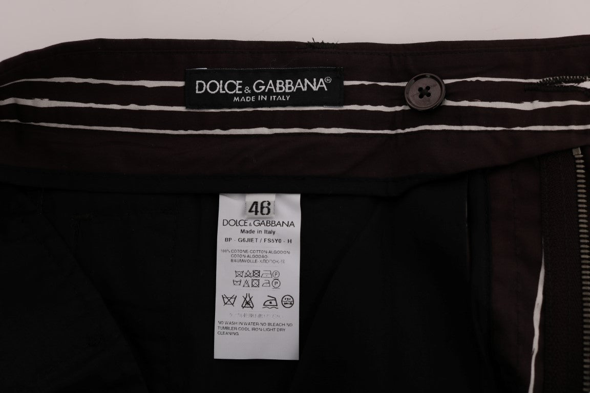 Dolce & Gabbana Bordeaux White Striped Hemp Casual Shorts Dolce & Gabbana