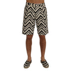 Dolce & Gabbana White Black Striped Cotton Linen Shorts