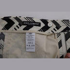 Dolce & Gabbana White Black Striped Cotton Linen Shorts