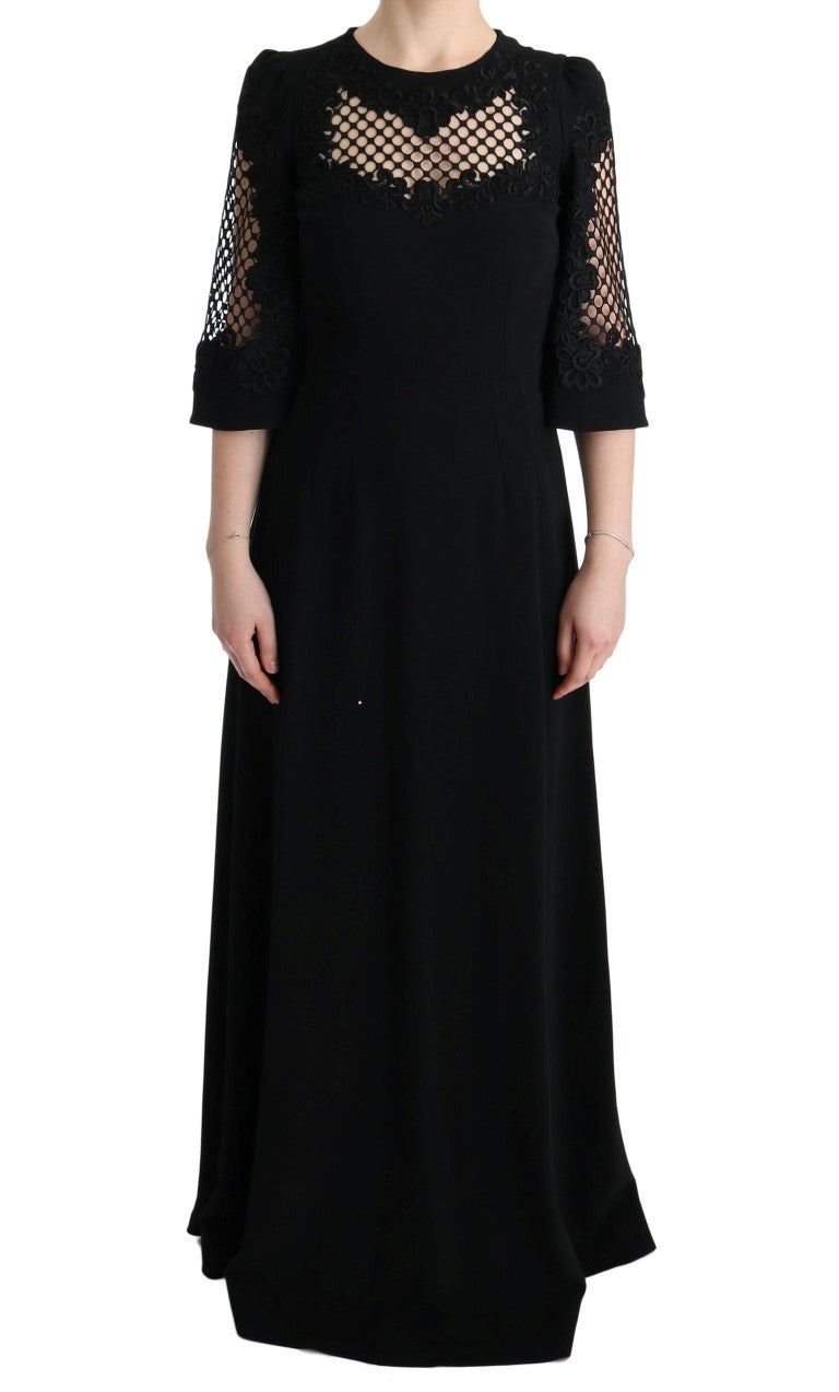 Dolce & Gabbana Black Stretch Shift Long Maxi Dress Dolce & Gabbana