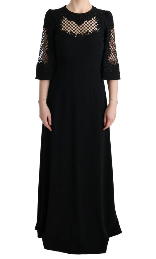 Dolce & Gabbana Black Stretch Shift Long Maxi Dress Dolce & Gabbana