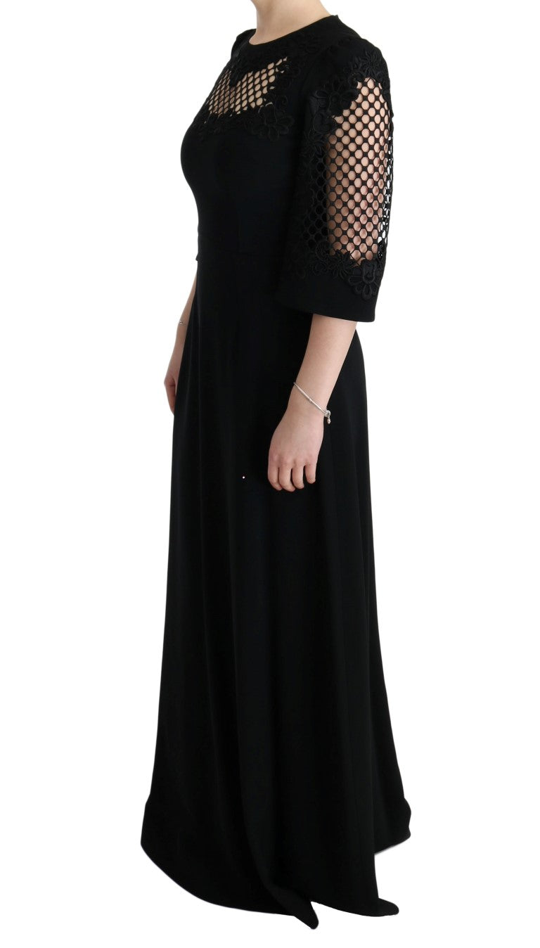 Dolce & Gabbana Black Stretch Shift Long Maxi Dress Dolce & Gabbana