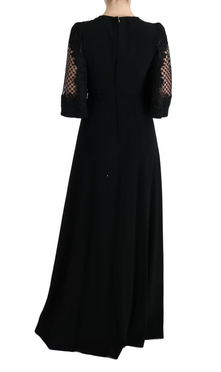 Dolce & Gabbana Black Stretch Shift Long Maxi Dress Dolce & Gabbana