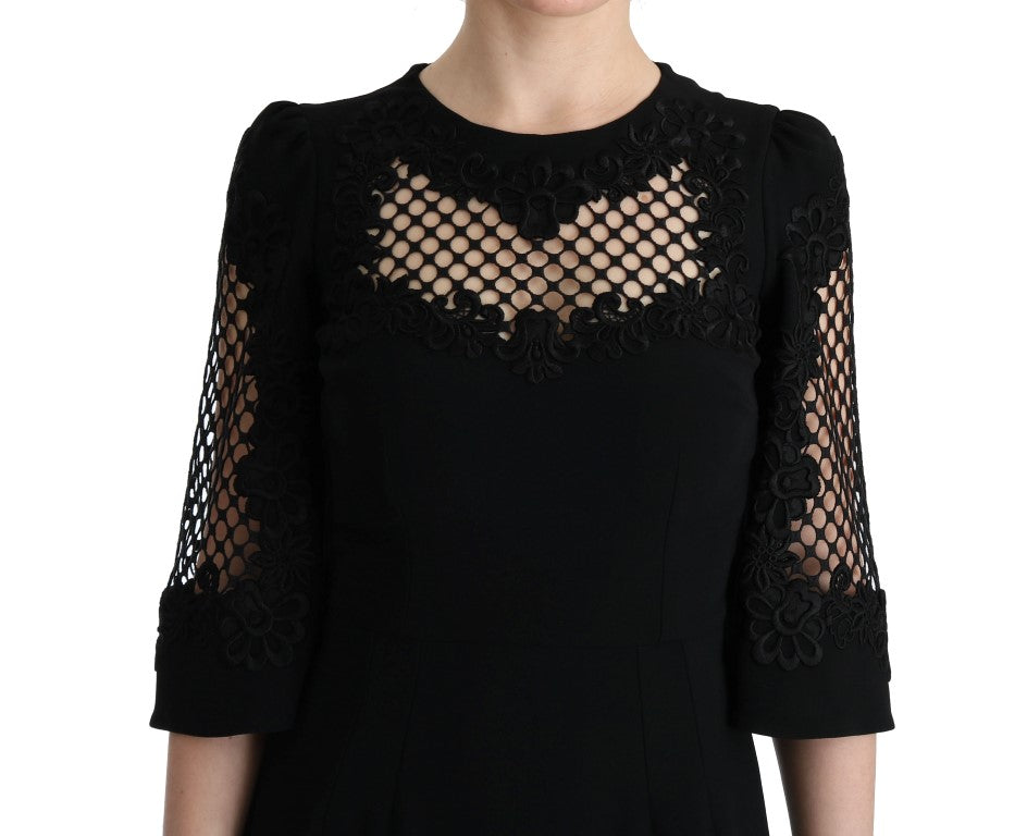 Dolce & Gabbana Black Stretch Shift Long Maxi Dress Dolce & Gabbana