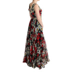 Dolce & Gabbana Multicolor Silk Floral Crystal Long Maxi Dress