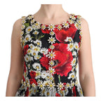 Dolce & Gabbana Multicolor Silk Floral Crystal Long Maxi Dress