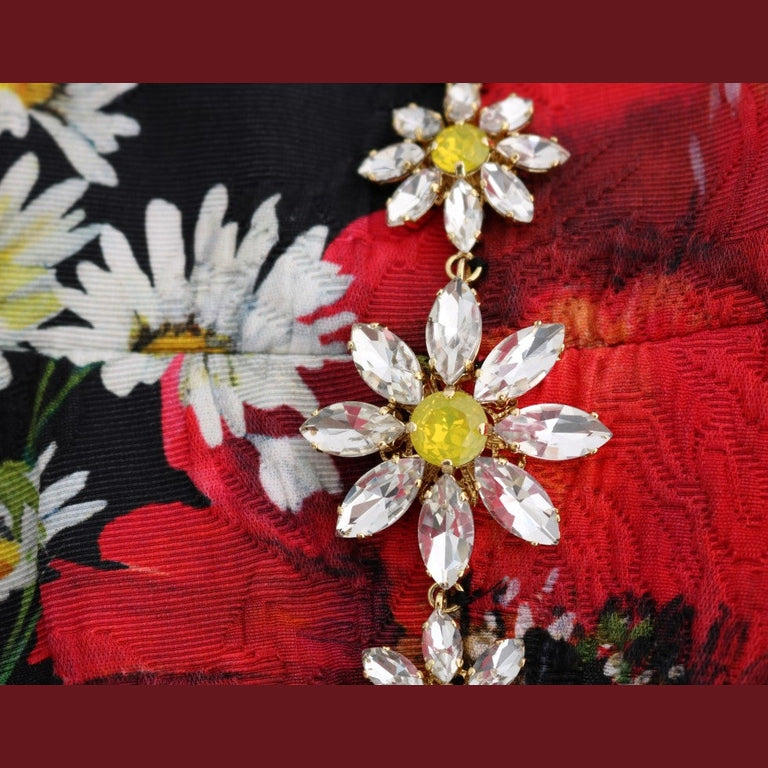 Dolce & Gabbana Multicolor Silk Floral Crystal Long Maxi Dress