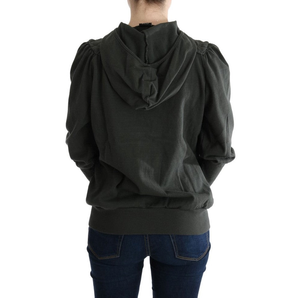 Exte Gray Top Hooded Cotton Zipper Sweater
