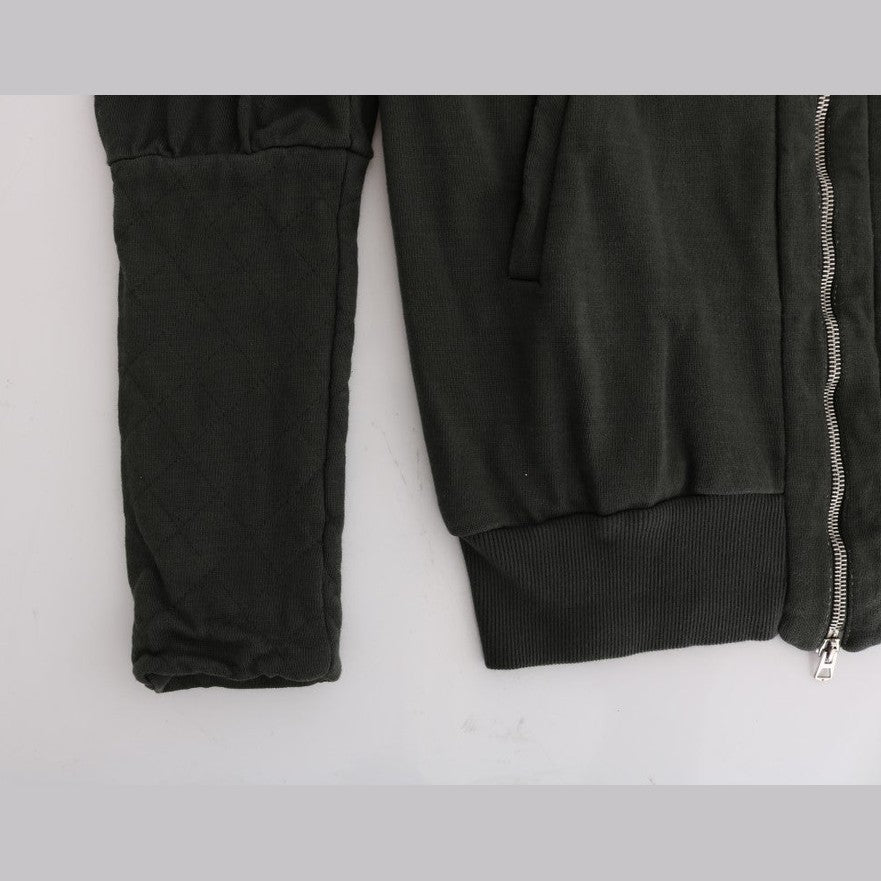 Exte Gray Top Hooded Cotton Zipper Sweater
