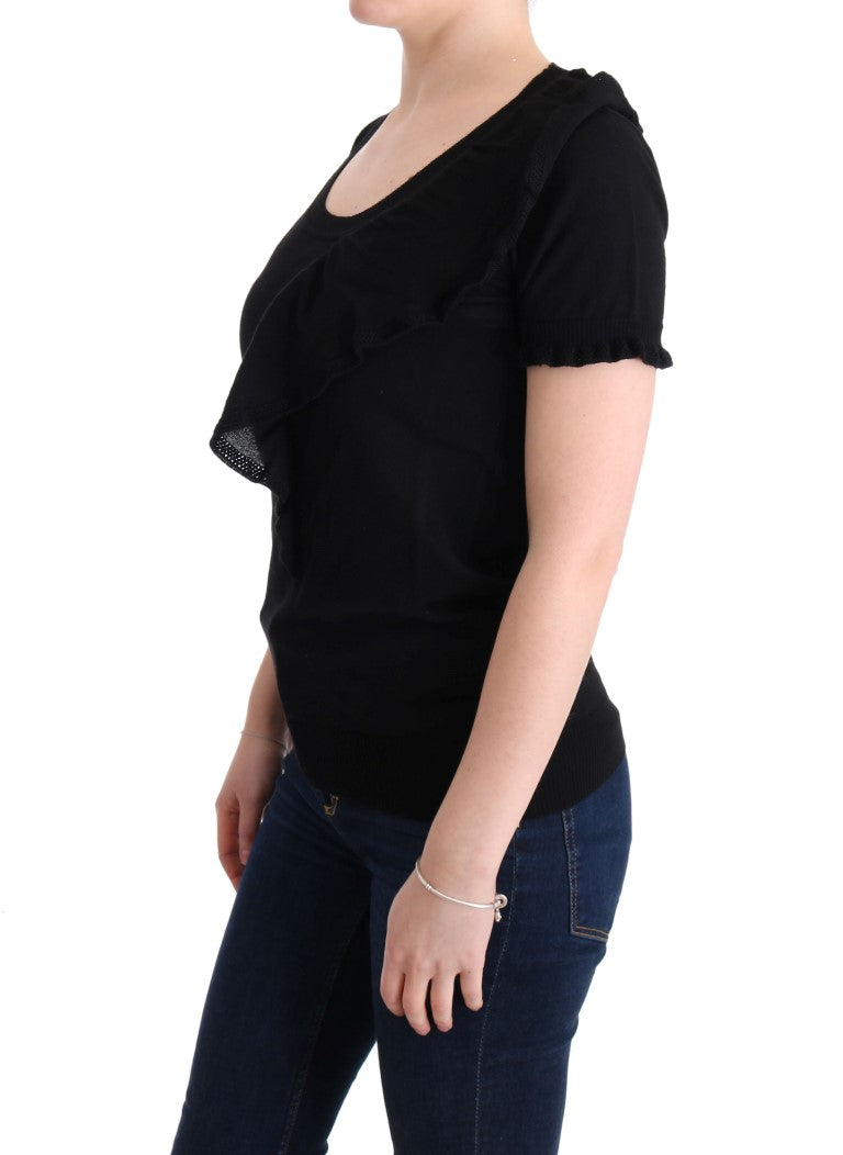 MARGHI LO' Black 100% Lana Wool Top Blouse T-shirt MARGHI LO'