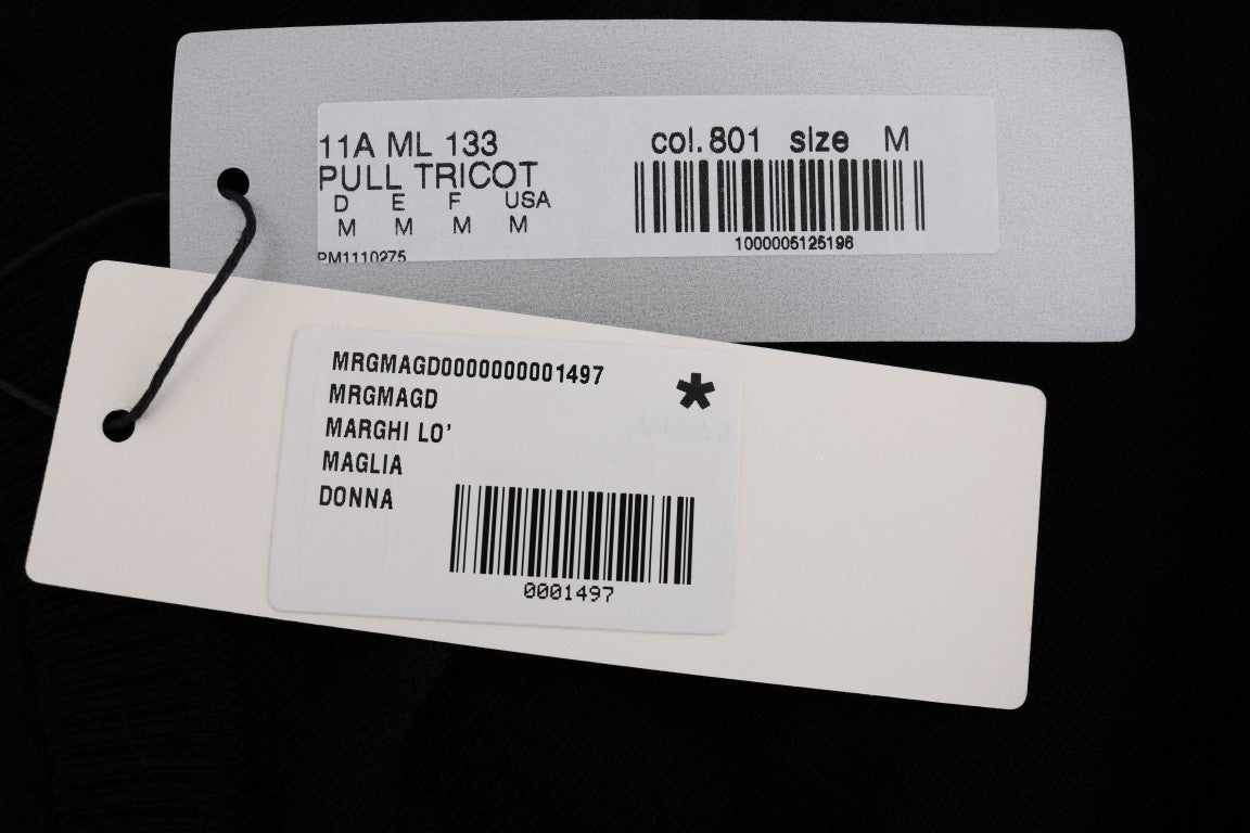 MARGHI LO' Black 100% Lana Wool Top Blouse T-shirt MARGHI LO'