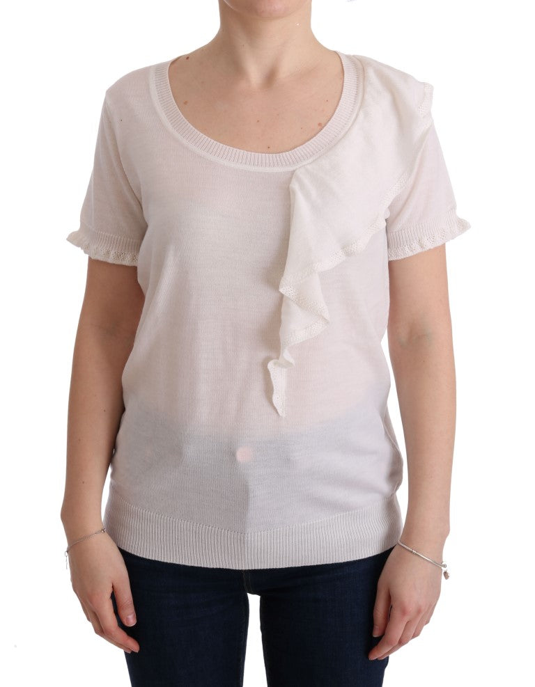 MARGHI LO' White 100% Lana Wool Top Blouse T-shirt MARGHI LO'