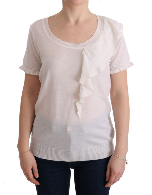 MARGHI LO' White 100% Lana Wool Top Blouse T-shirt MARGHI LO'