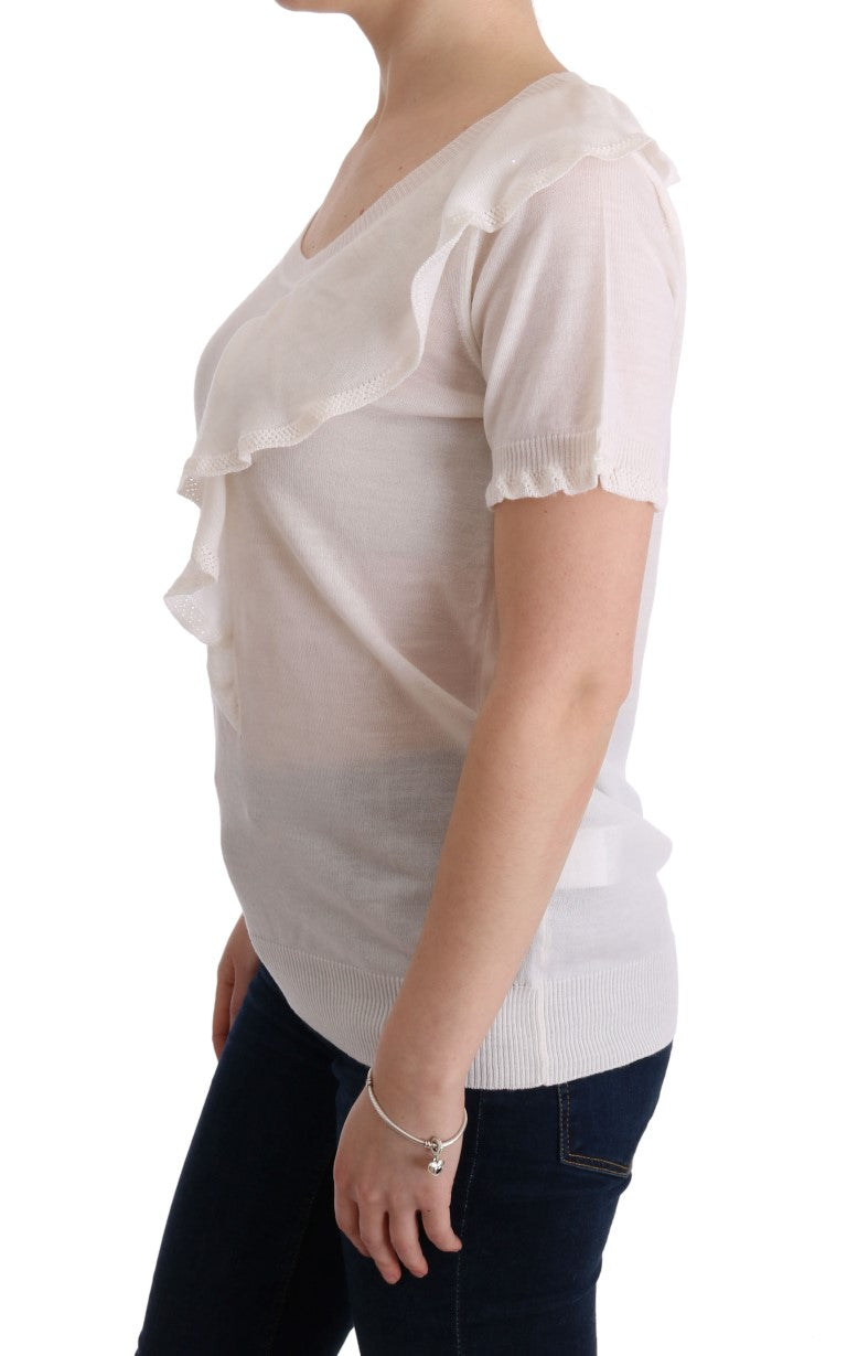 MARGHI LO' White 100% Lana Wool Top Blouse T-shirt MARGHI LO'