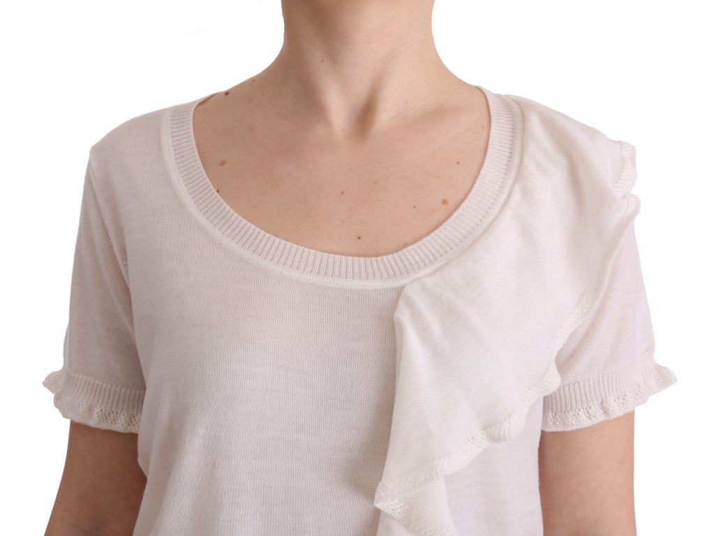 MARGHI LO' White 100% Lana Wool Top Blouse T-shirt MARGHI LO'