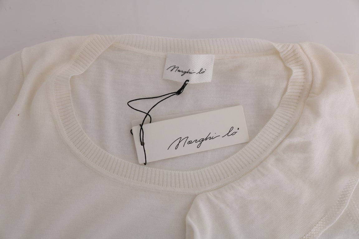 MARGHI LO' White 100% Lana Wool Top Blouse T-shirt MARGHI LO'