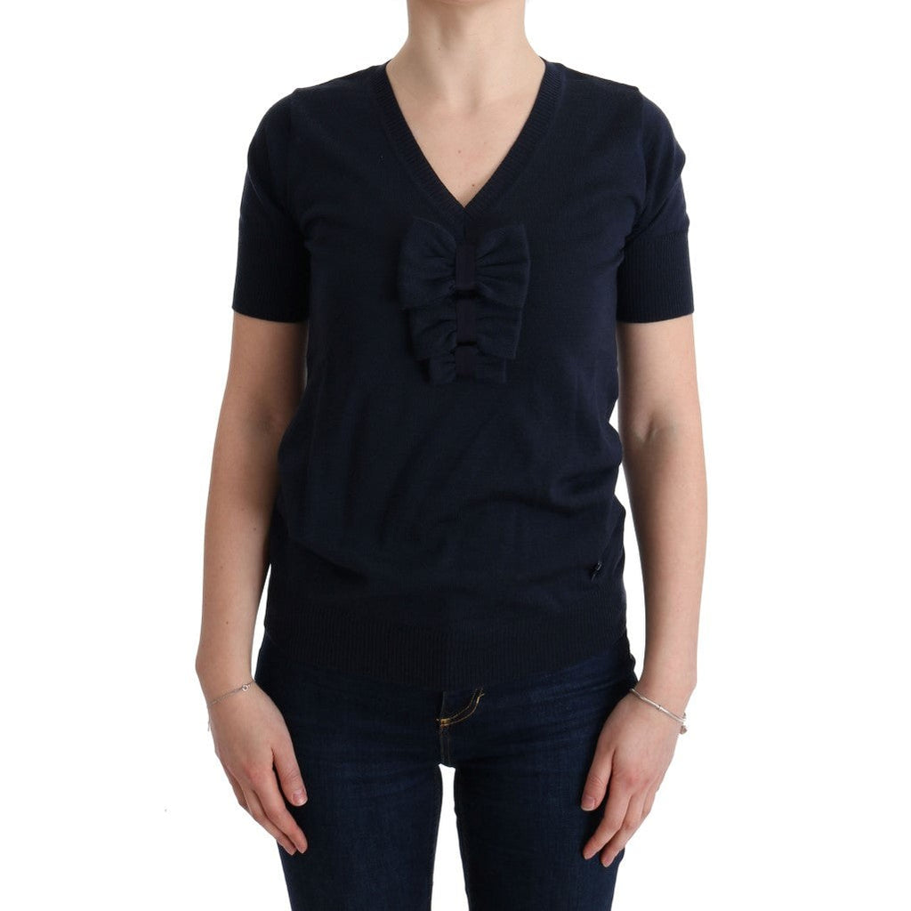 MARGHI LO' Blue 100% Lana Wool Blouse Top