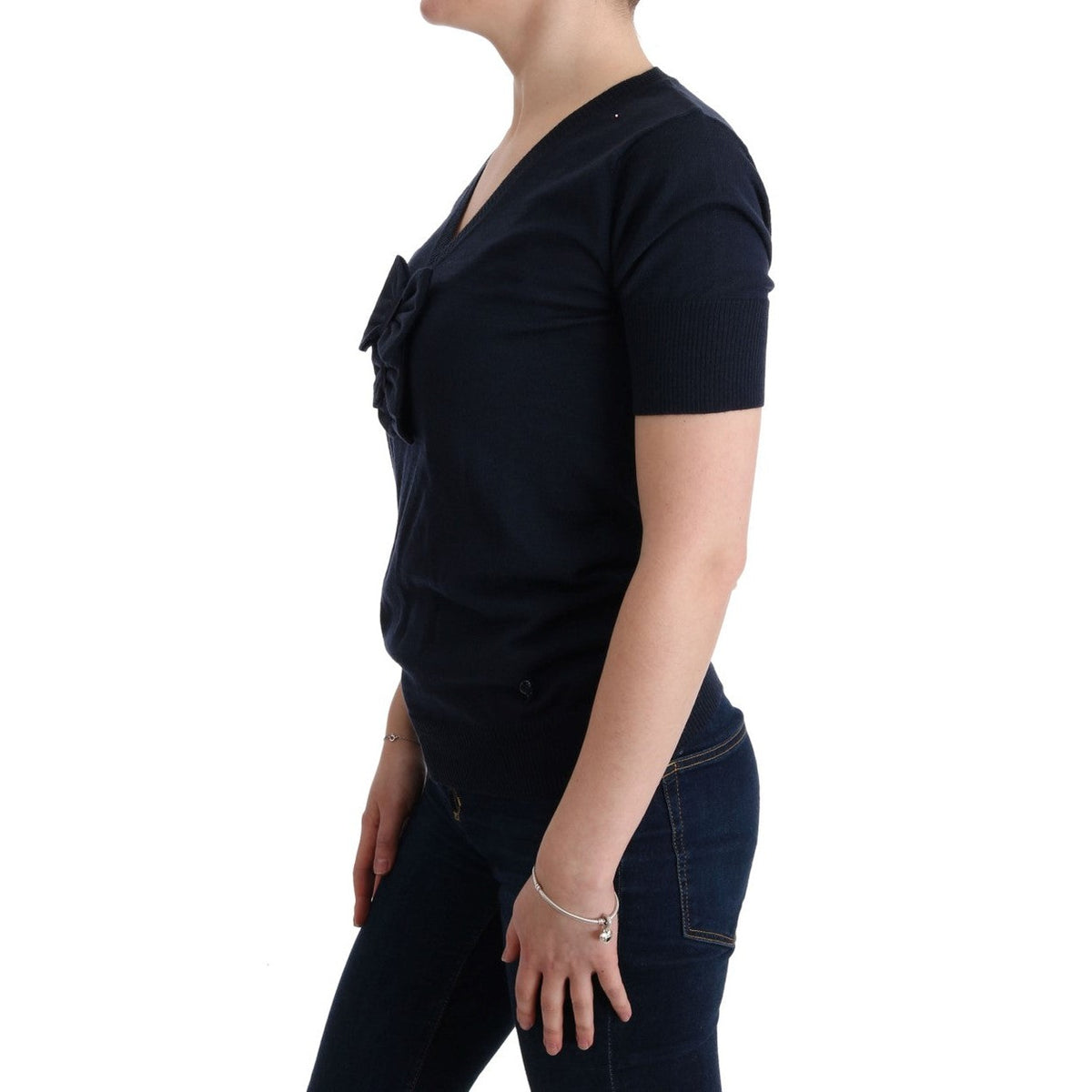 MARGHI LO' Blue 100% Lana Wool Blouse Top