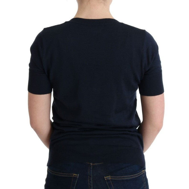 MARGHI LO' Blue 100% Lana Wool Blouse Top