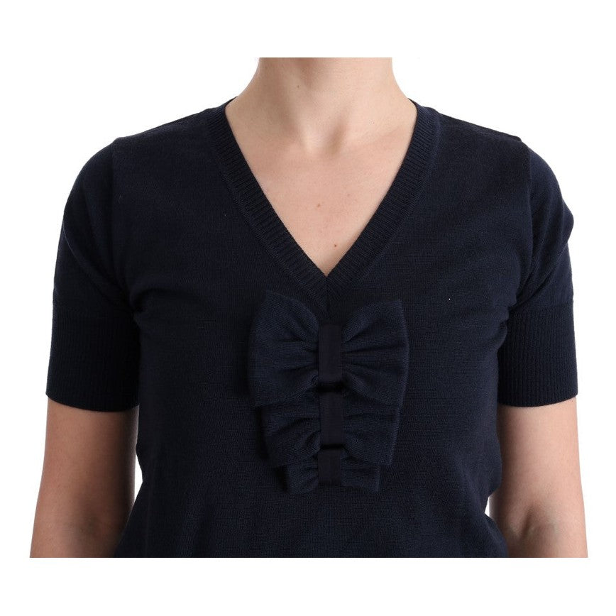 MARGHI LO' Blue 100% Lana Wool Blouse Top