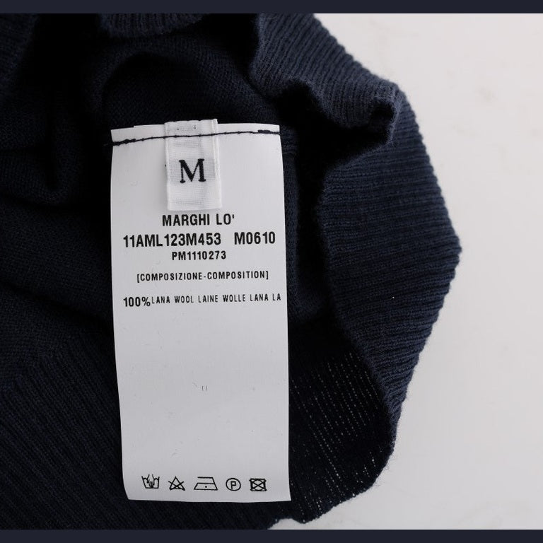 MARGHI LO' Blue 100% Lana Wool Blouse Top