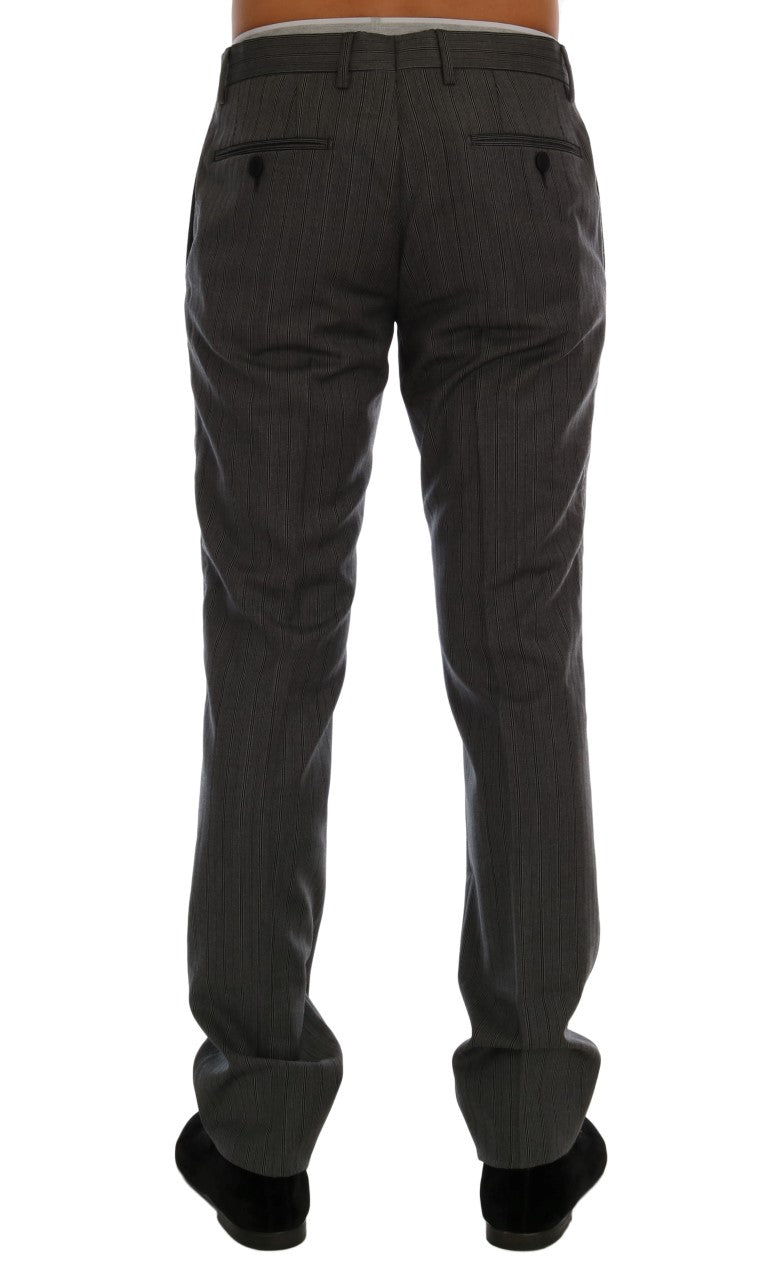 Dolce & Gabbana Gray Wool Striped Formal Pants Dolce & Gabbana