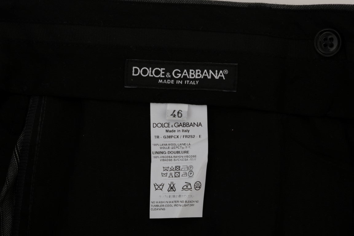 Dolce & Gabbana Gray Wool Striped Formal Pants Dolce & Gabbana