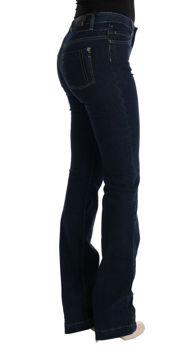 Costume National Blue Cotton Bootcut Flared Jeans Costume National