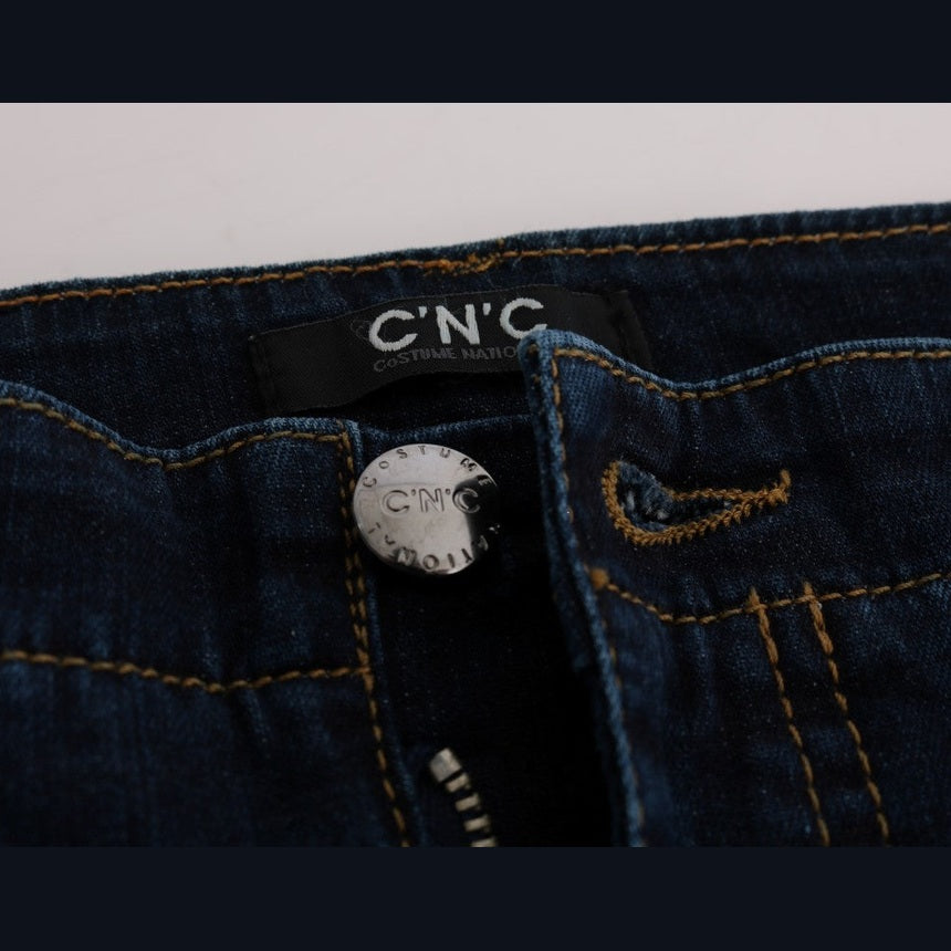 Costume National Blue Cotton Bootcut Flared Jeans