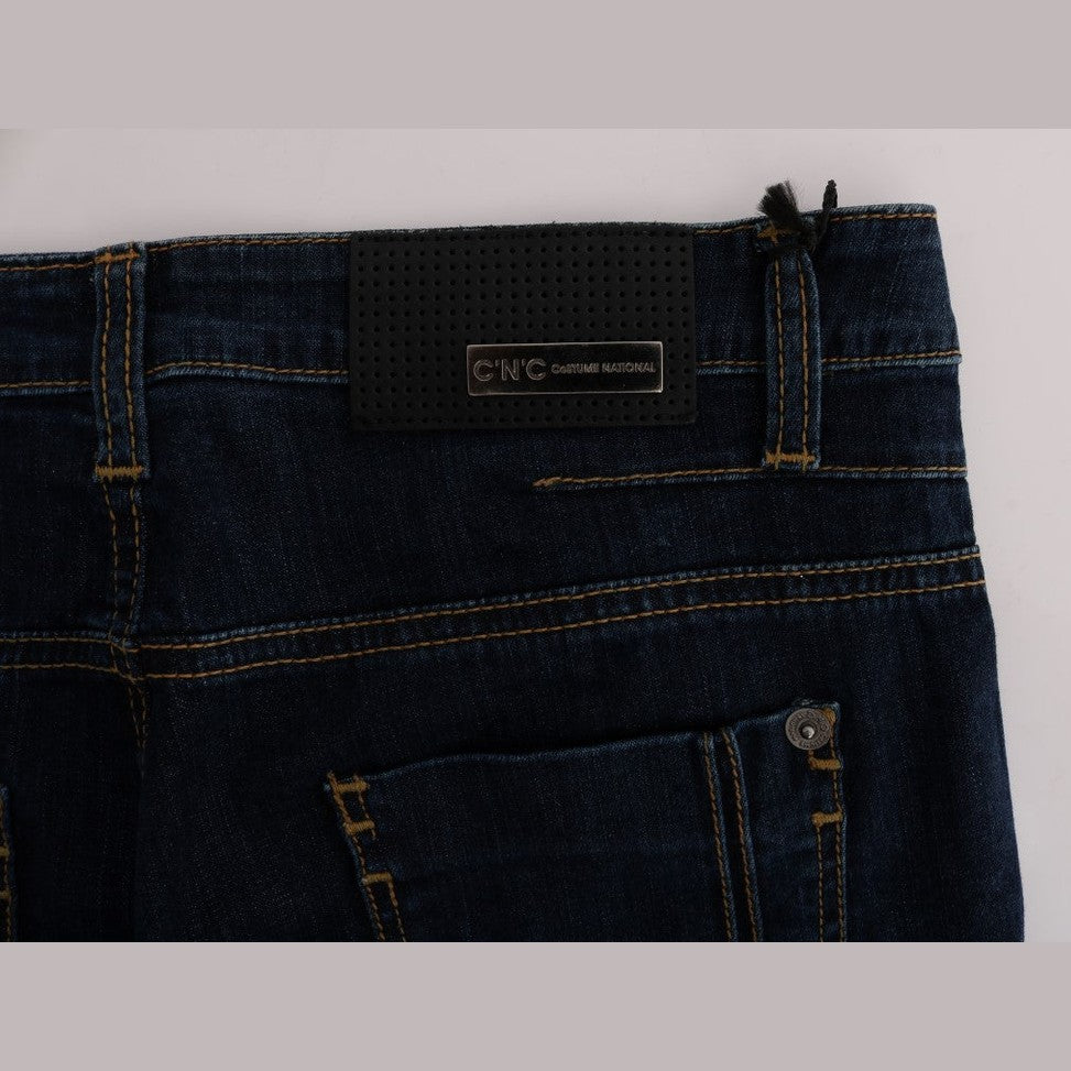 Costume National Blue Cotton Bootcut Flared Jeans