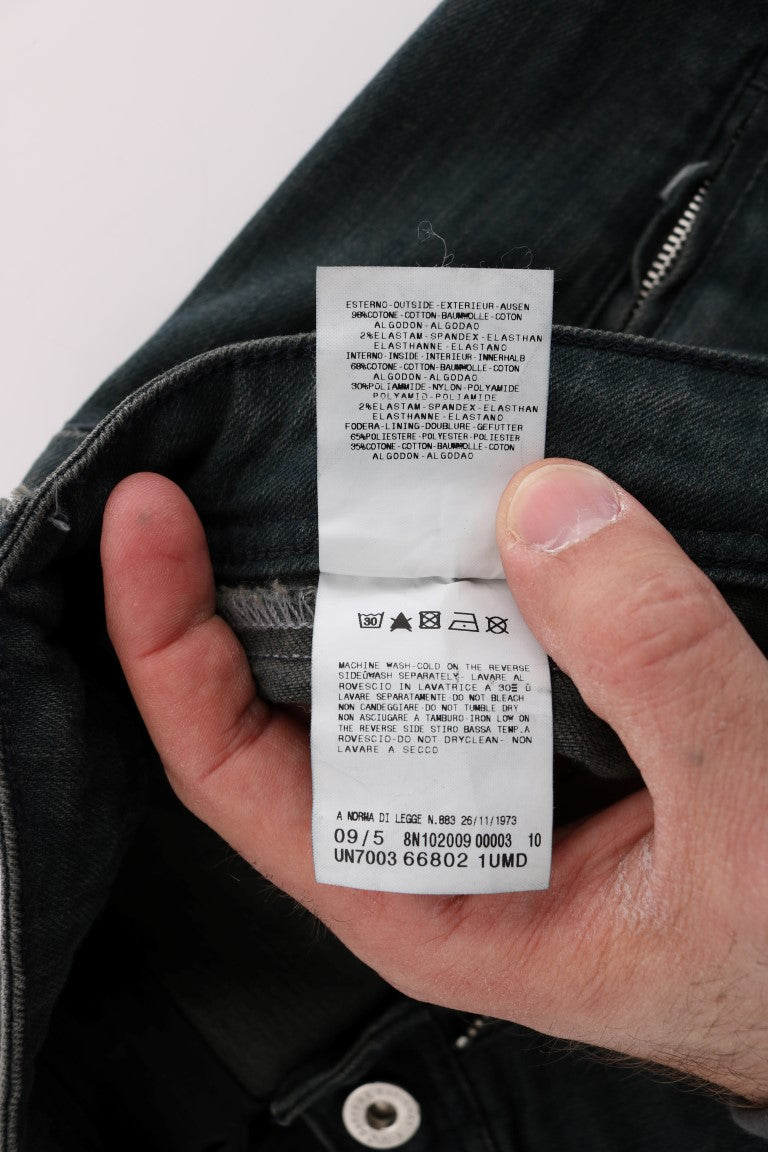 Costume National Gray Cotton Superslim Denim Jeans Costume National