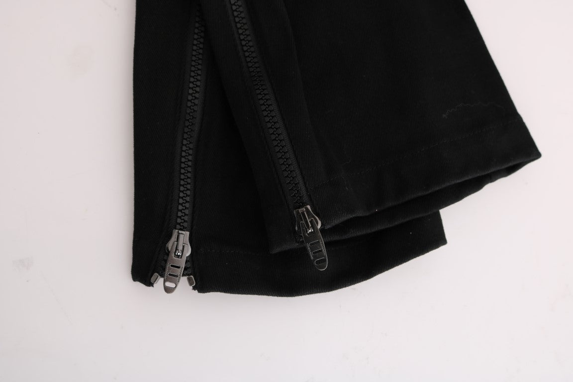 Ermanno Scervino Black Cotton Slim Fit Casual Pants Ermanno Scervino