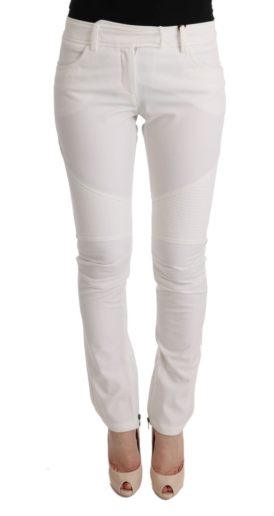 Ermanno Scervino White Cotton Slim Fit Casual Pants Ermanno Scervino