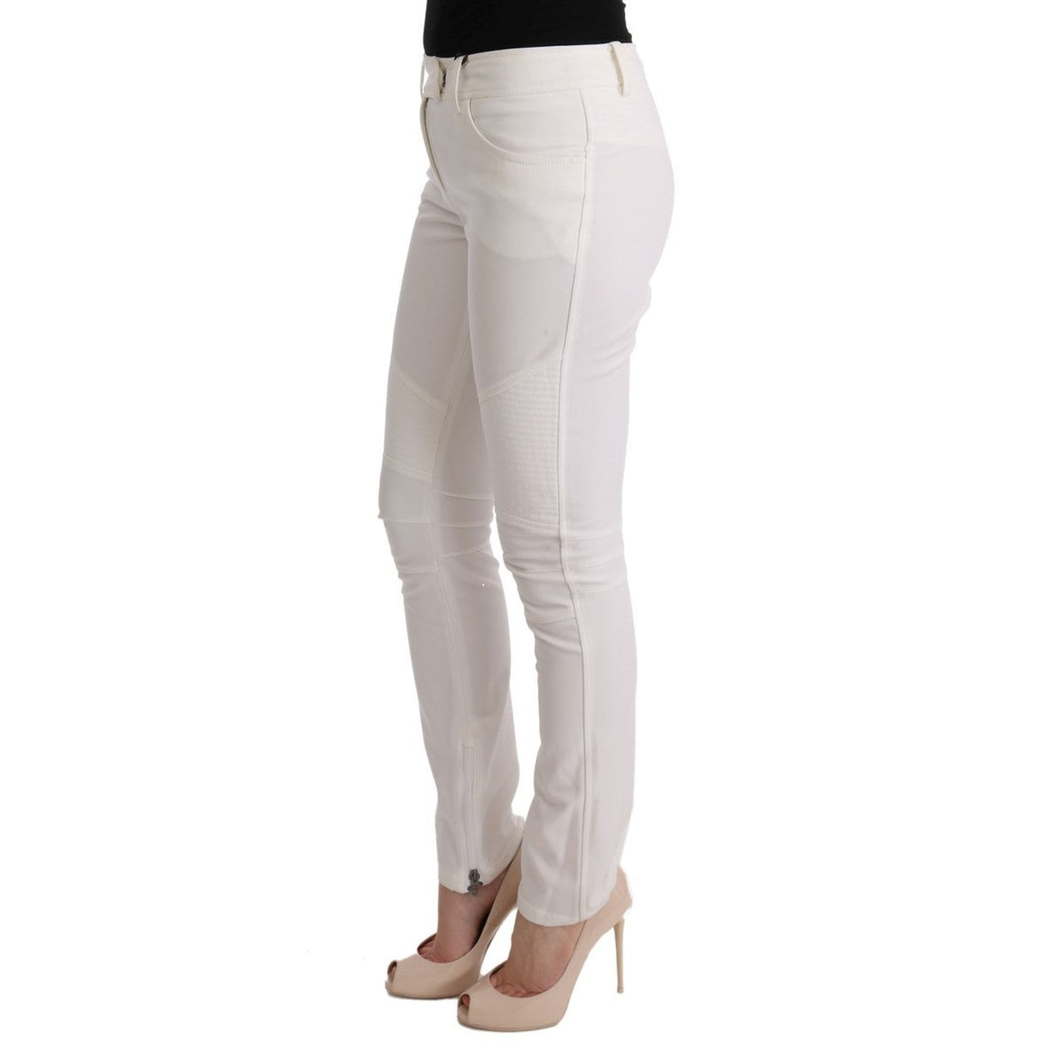 Ermanno Scervino White Cotton Slim Fit Casual Pants