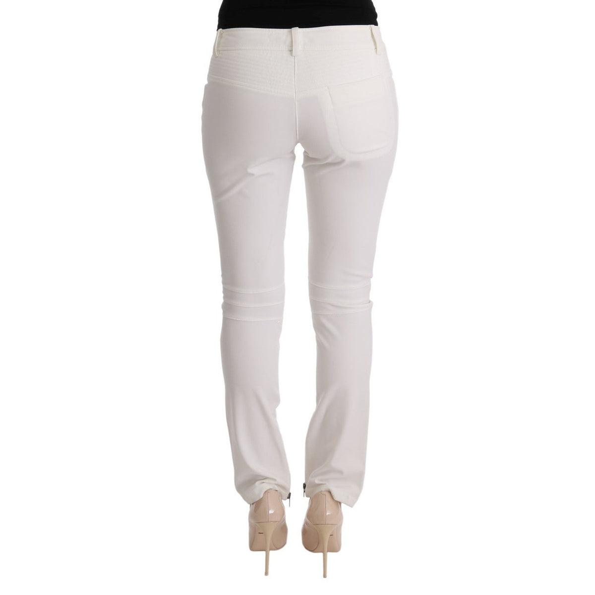 Ermanno Scervino White Cotton Slim Fit Casual Pants