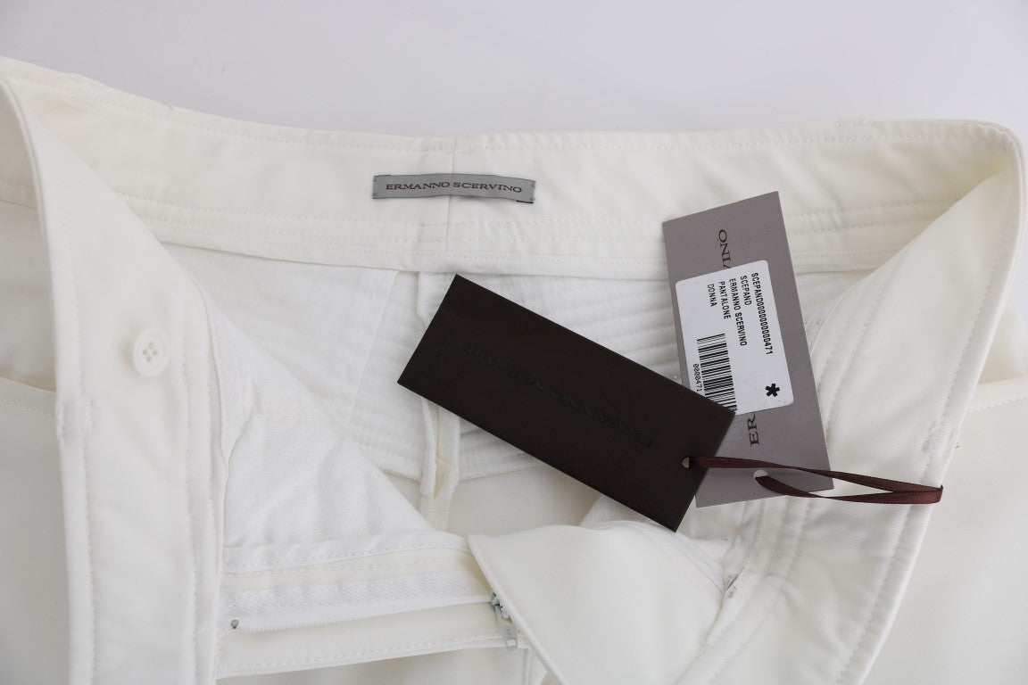Ermanno Scervino White Cotton Slim Fit Casual Pants Ermanno Scervino