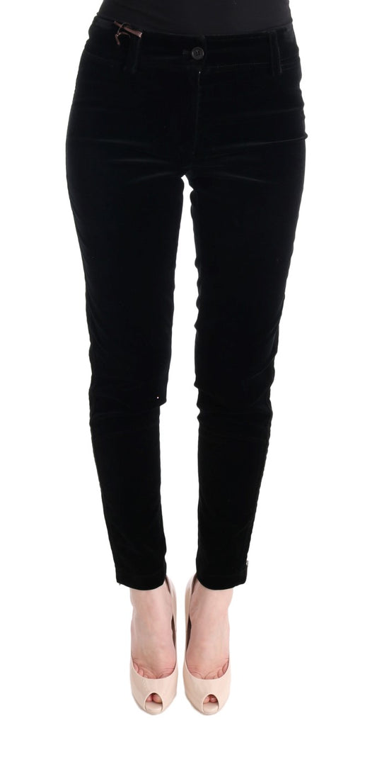 Ermanno Scervino Black Viscose Blend Velvet Cropped Pants Ermanno Scervino