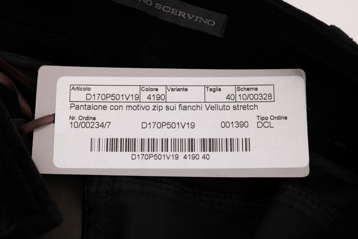 Ermanno Scervino Black Viscose Blend Velvet Cropped Pants Ermanno Scervino